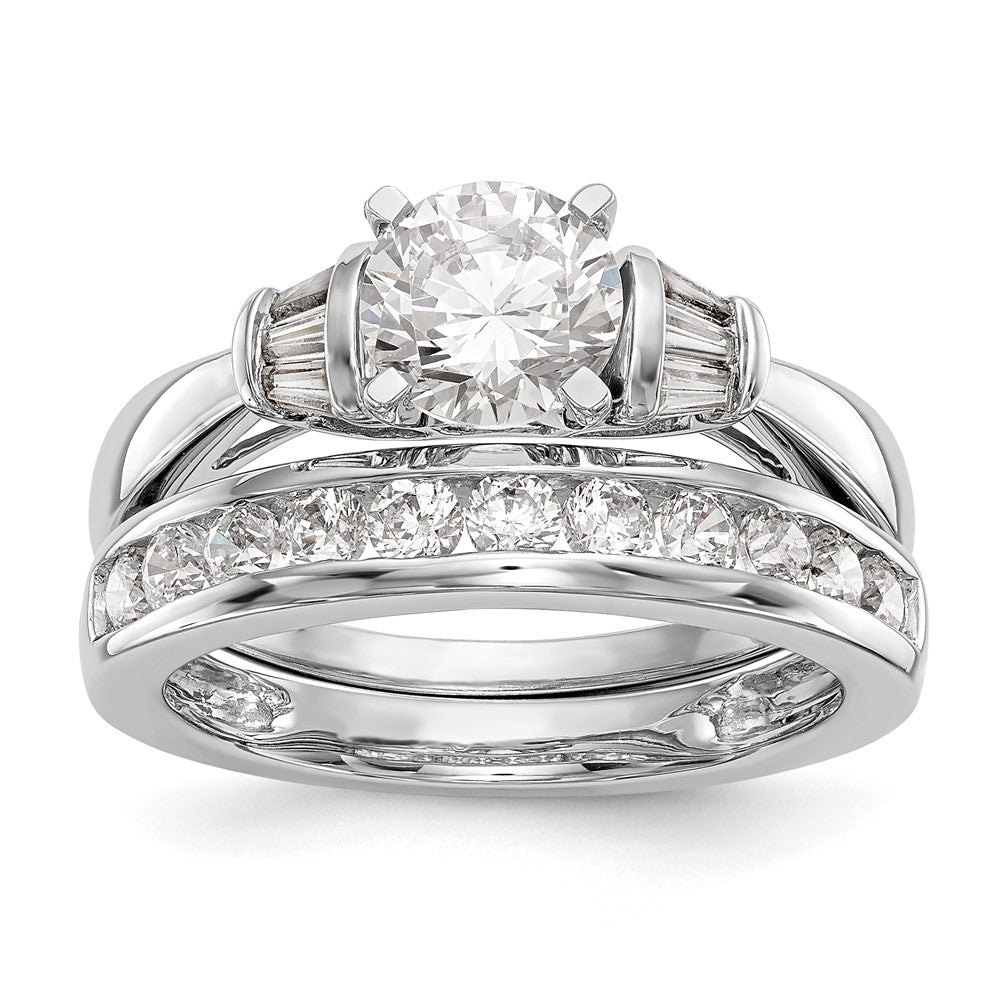 14K Weißgold Stift Set 1/5 Karat Baguette Diamant Halbfassung Verlobungsring