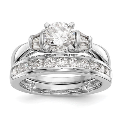 14K Weißgold Stift Set 1/5 Karat Baguette Diamant Halbfassung Verlobungsring