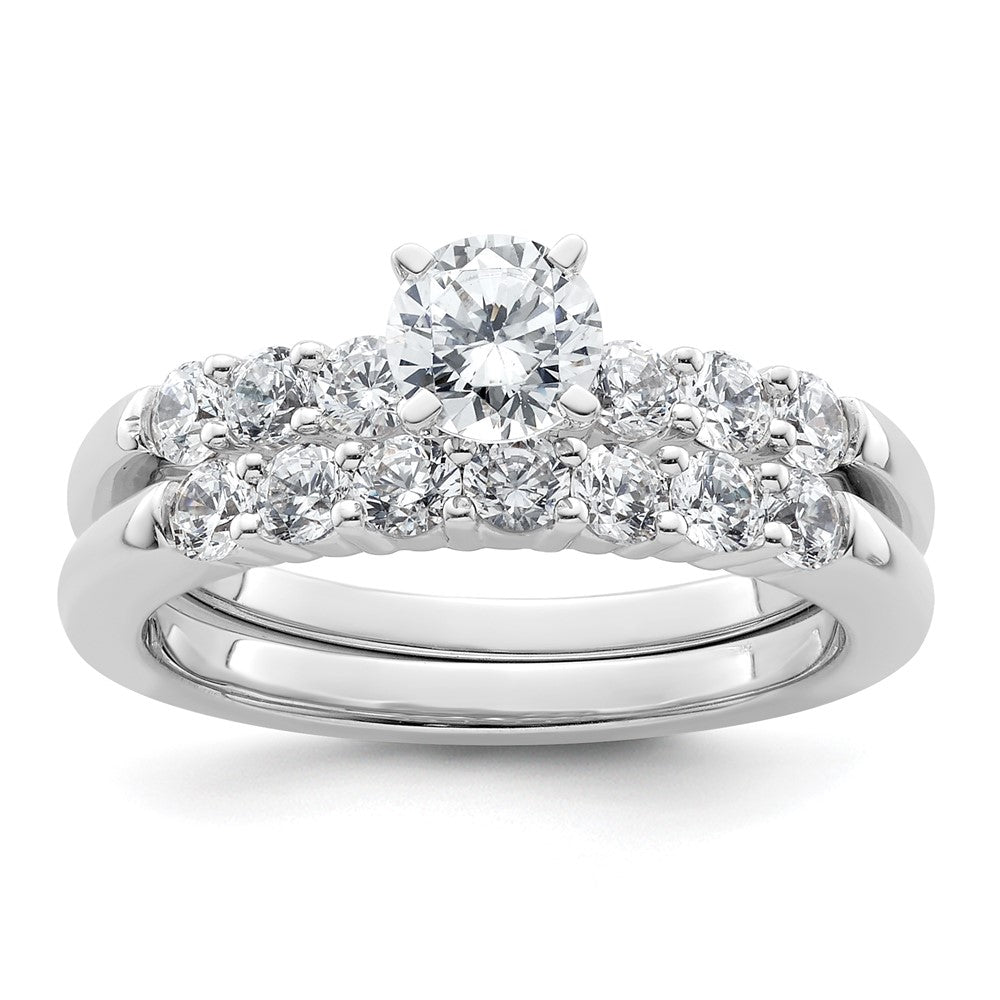 14K Weißgold Stift Set 3/8 Karat Diamant Halbfassung Verlobungsring