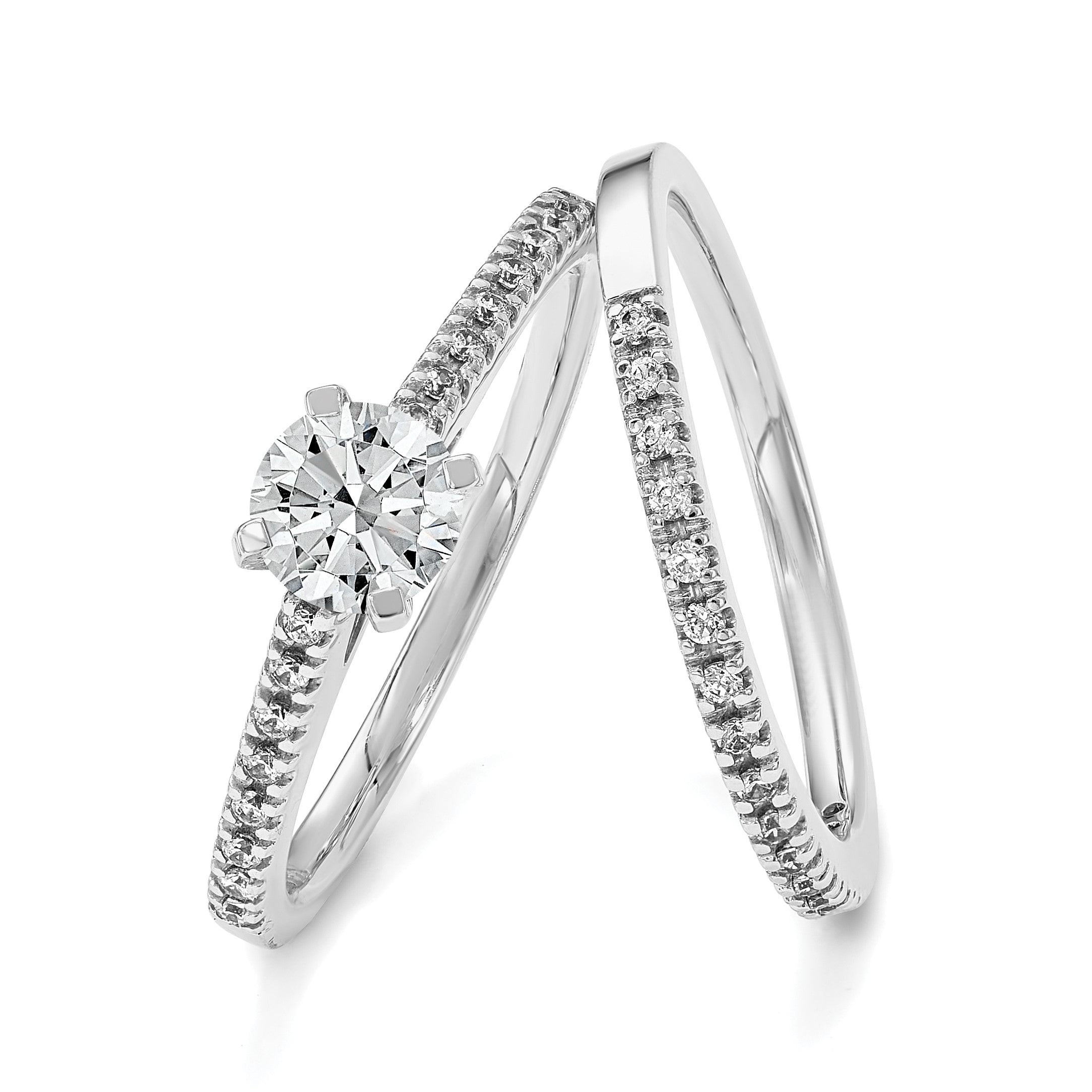 14K Weißgold Ehering mit natürlichen Diamanten