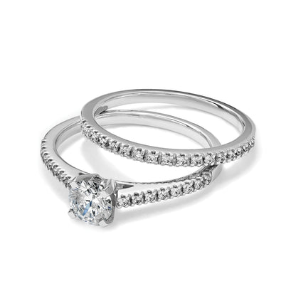 Ehering aus 14K Weißgold mit echten Diamanten