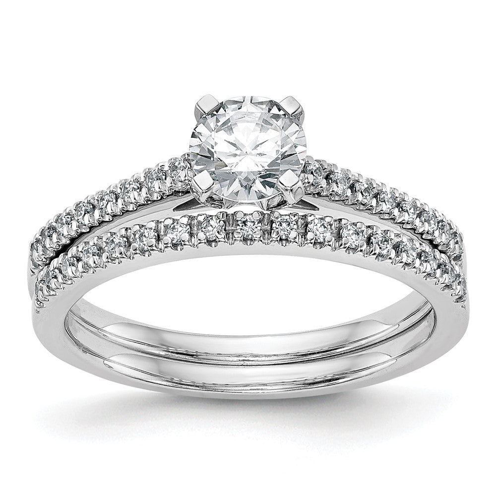 10K Weißgold Stift Set 1/10 Karat Diamant Halbfassung Verlobungsring