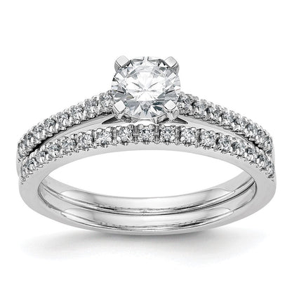 10K Weißgold Stift Set 1/10 Karat Diamant Halbfassung Verlobungsring