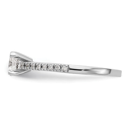 14K Weißgold Verlobungsring, Semi-Mount, Krappenfassung, 0,10 ct. Laborgezüchtete Diamanten VS/SI+ G+