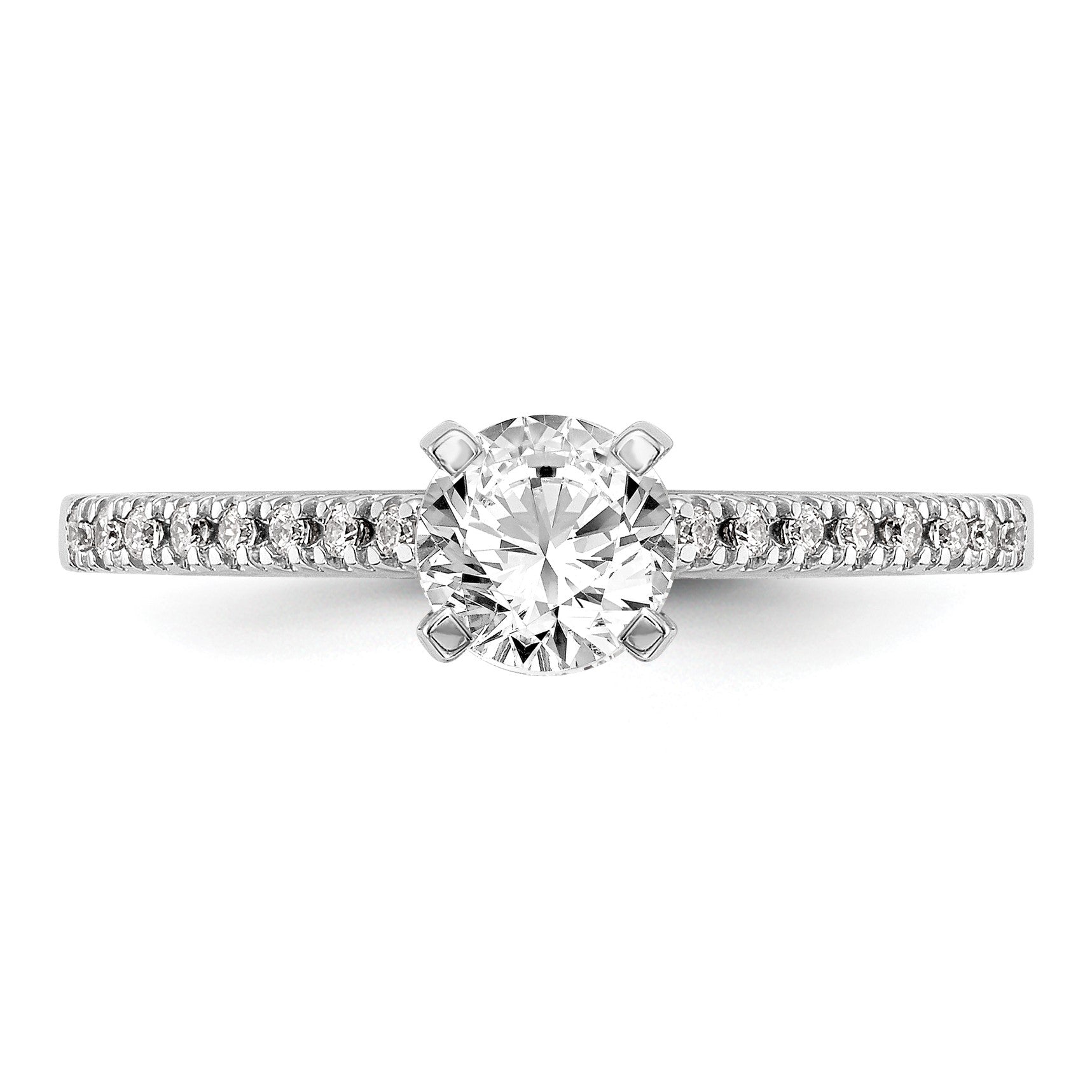 14K Weißgold Verlobungsring, Semi-Mount, Krappenfassung, 0,10 ct. Laborgezüchtete Diamanten VS/SI+ G+