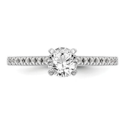 14K Weißgold Verlobungsring, Semi-Mount, Krappenfassung, 0,10 ct. Laborgezüchtete Diamanten VS/SI+ G+