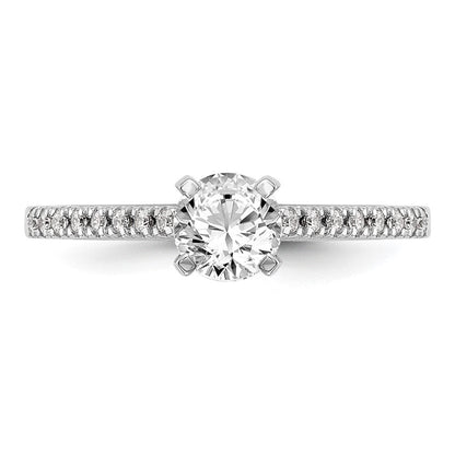 14K Weißgold Verlobungsring, Semi-Mount, Krappenfassung, 0,10 ct. Laborgezüchtete Diamanten VS/SI+ G+