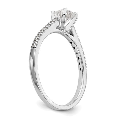 14K Weißgold Verlobungsring, Semi-Mount, Krappenfassung, 0,10 ct. Laborgezüchtete Diamanten VS/SI+ G+