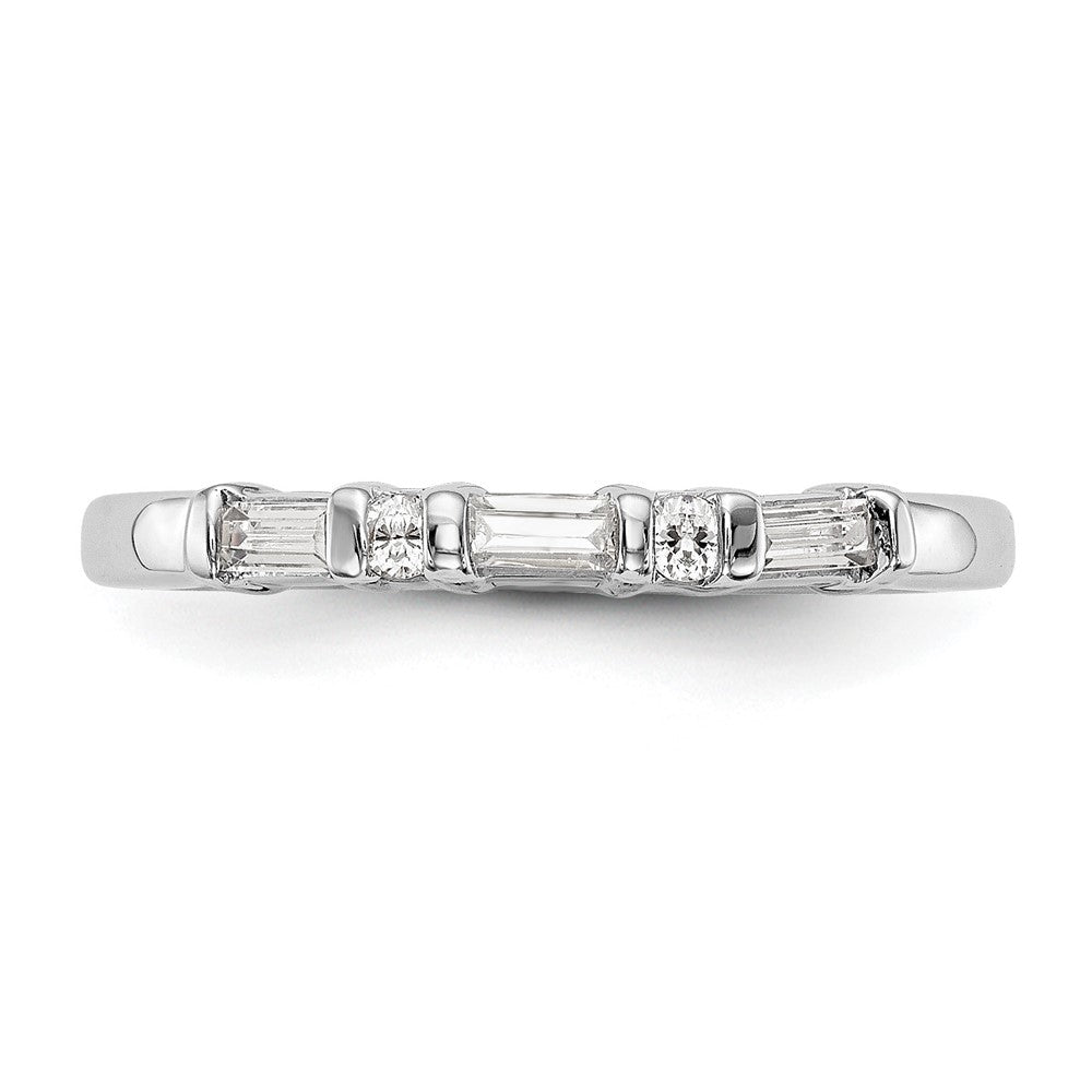 14K Weißgold 1/4 Karat Rund/baguette Diamant Komplett Ehering