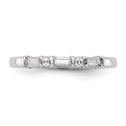 14K Weißgold 1/4 Karat Rund/baguette Diamant Komplett Ehering