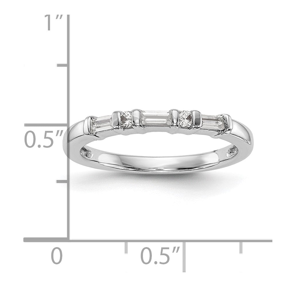 14K Weißgold 1/4 Karat Rund/baguette Diamant Komplett Ehering