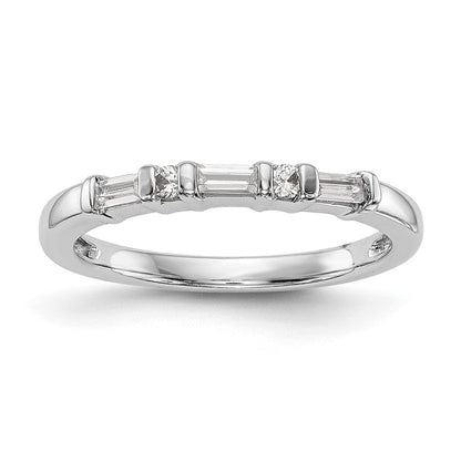 14K Weißgold 1/4 Karat Rund/baguette Diamant Komplett Ehering