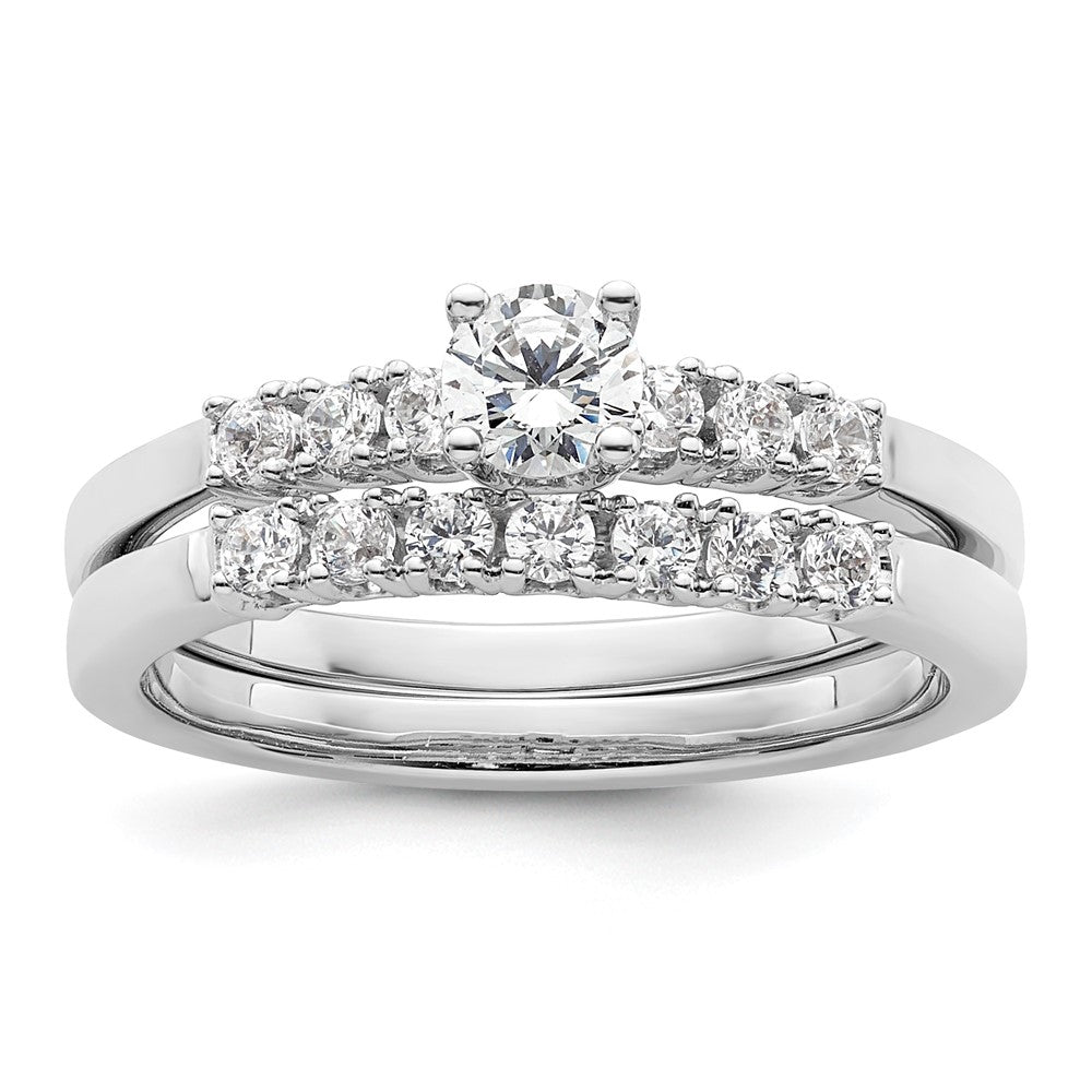 14K Weißgold Verlobungsring mit simulierten Diamanten