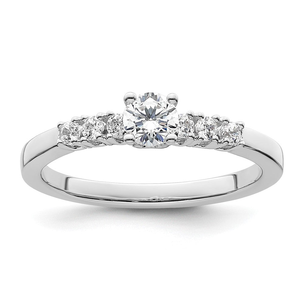 14K Weißgold Verlobungsring mit simulierten Diamanten