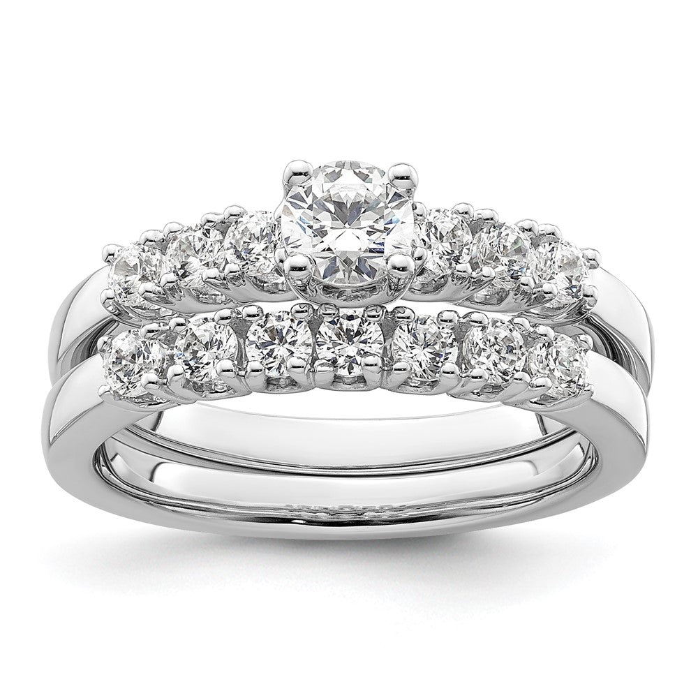 14K Weißgold Verlobungsring mit simulierten Diamanten