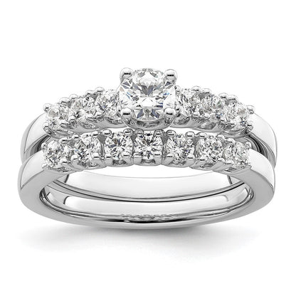 14K Weißgold Verlobungsring mit simulierten Diamanten