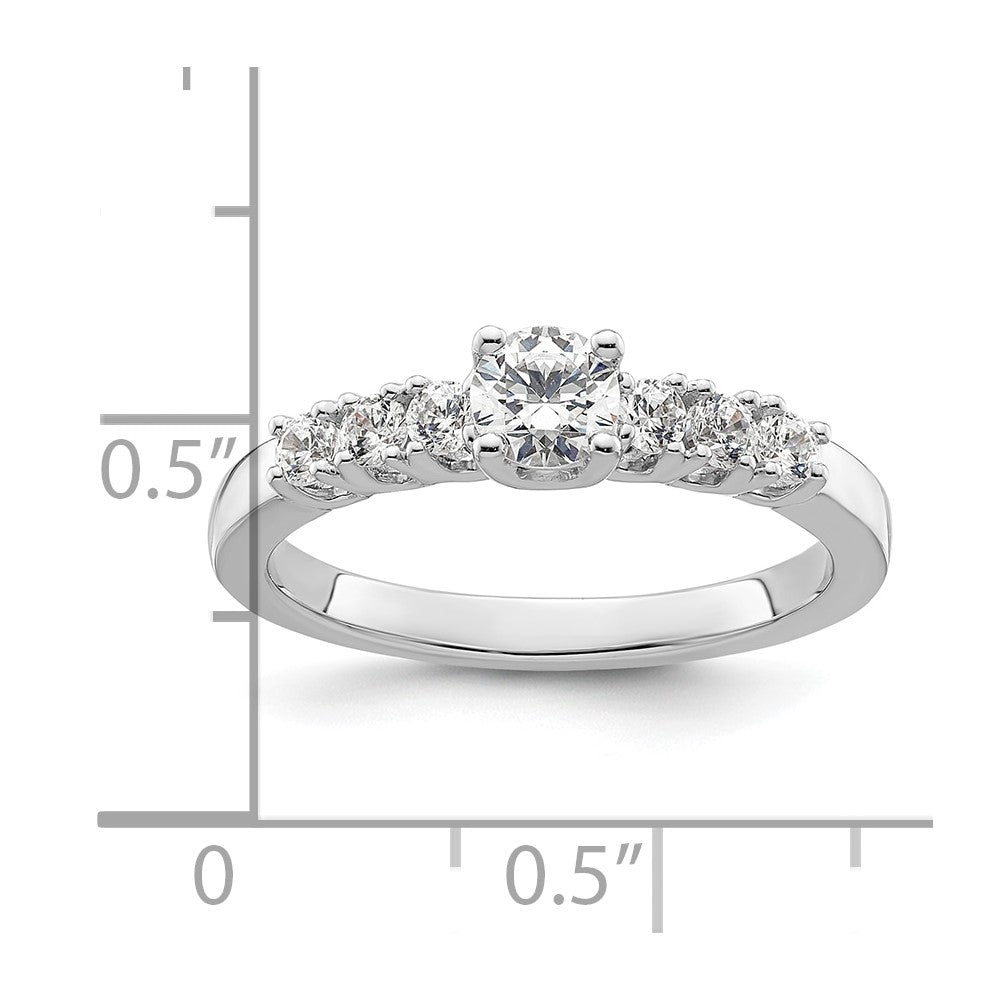 14K Weißgold Verlobungsring mit simulierten Diamanten