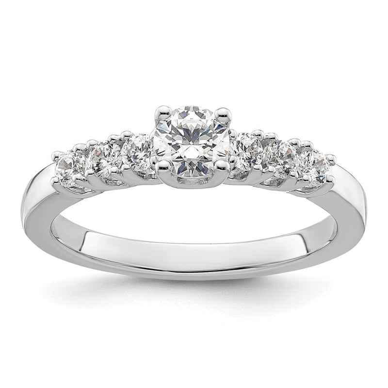 14K Weißgold Verlobungsring mit simulierten Diamanten