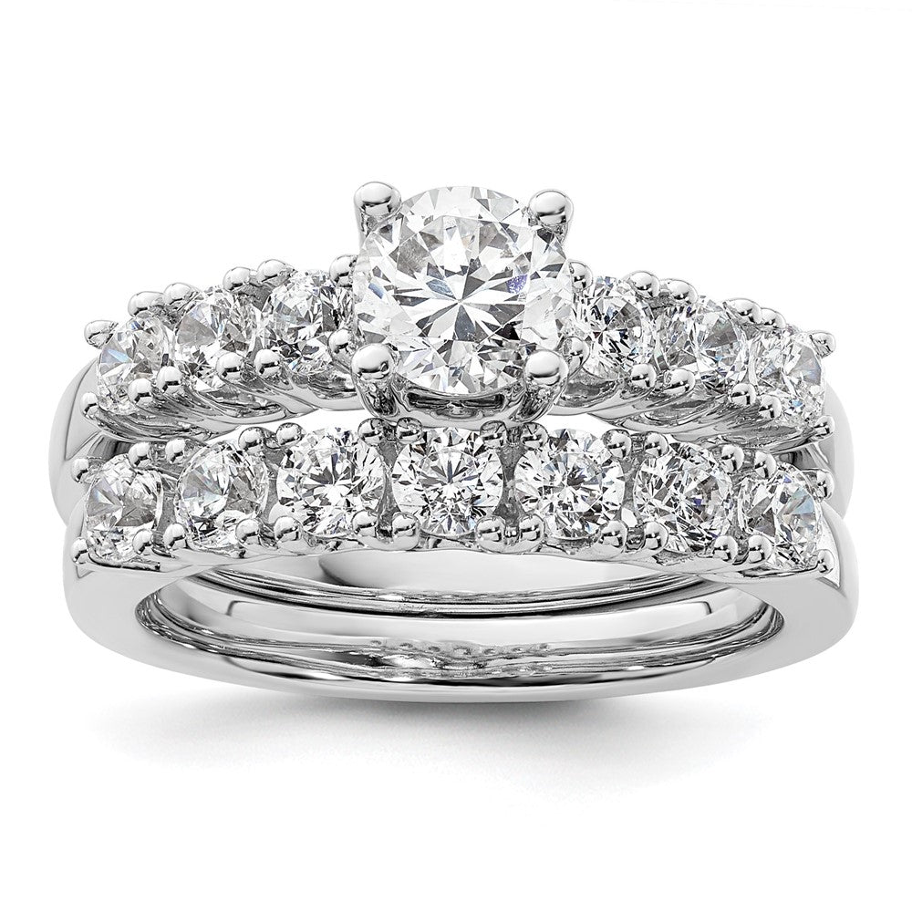 14K Weißgold Verlobungsring mit simulierten Diamanten