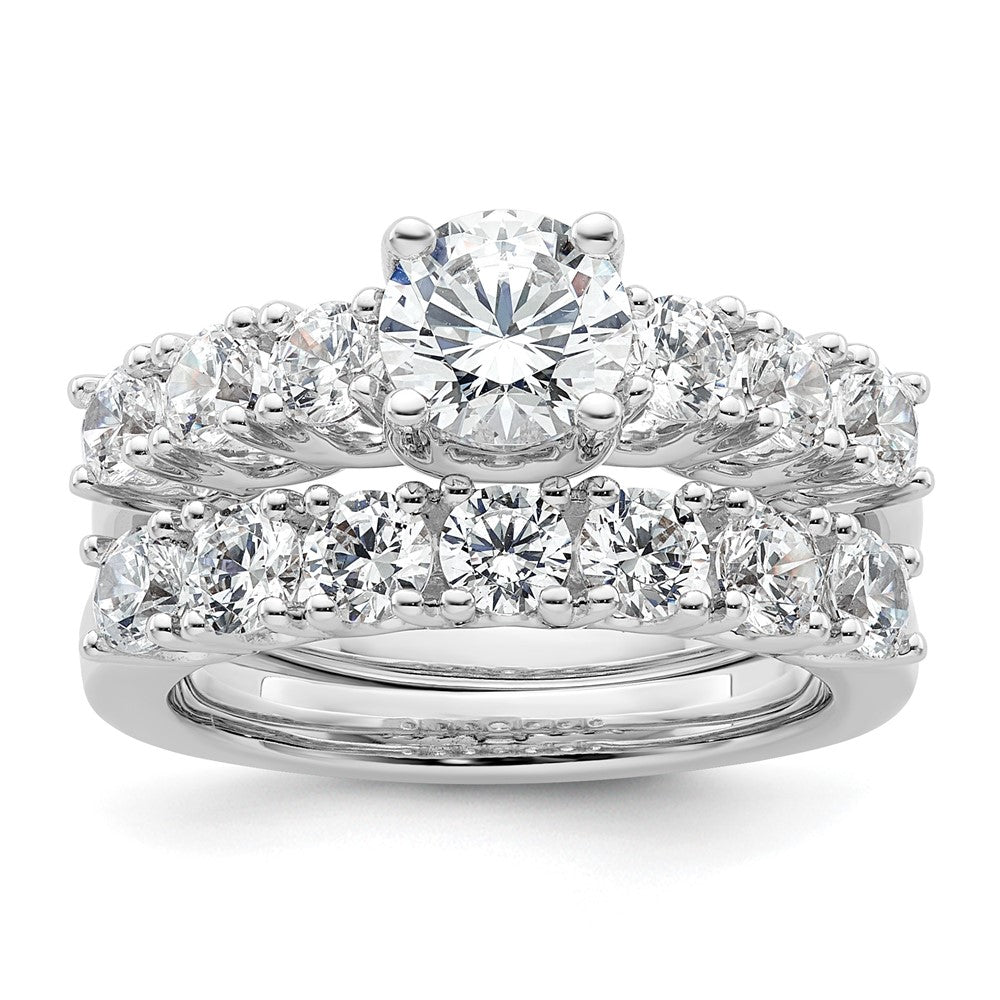 Verlobungsring aus 14K Weißgold mit simulierten Diamanten