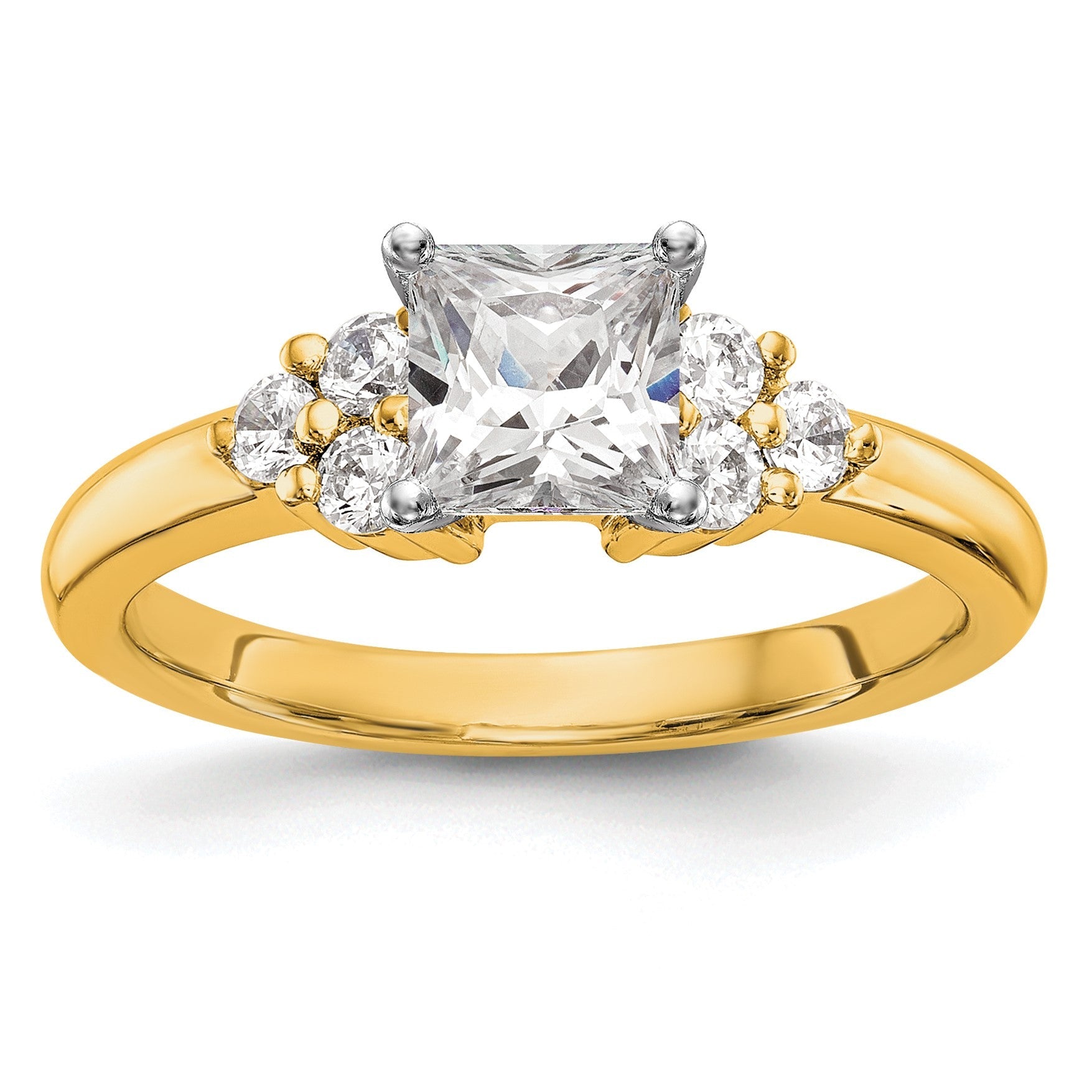 14K Gelbgold Verlobungsring mit Laborgezüchteten Diamanten VS/SI FGH, Zargenfassung, Semi-Mount