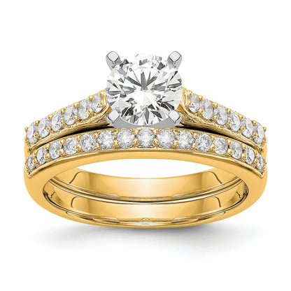 14K Gelbgold Bicolor Verlobungsring mit 0,25 ct. Labor gezüchteten Diamanten VS/SI+ G+, Semi-Mount, Krappenfassung