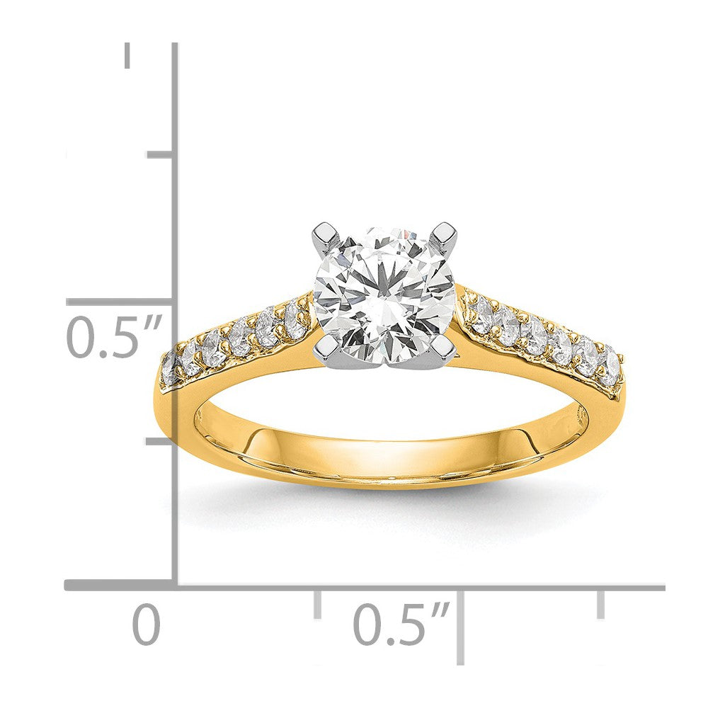 14K Gelbgold Bicolor Verlobungsring mit 0,25 ct. Labor gezüchteten Diamanten VS/SI+ G+, Semi-Mount, Krappenfassung