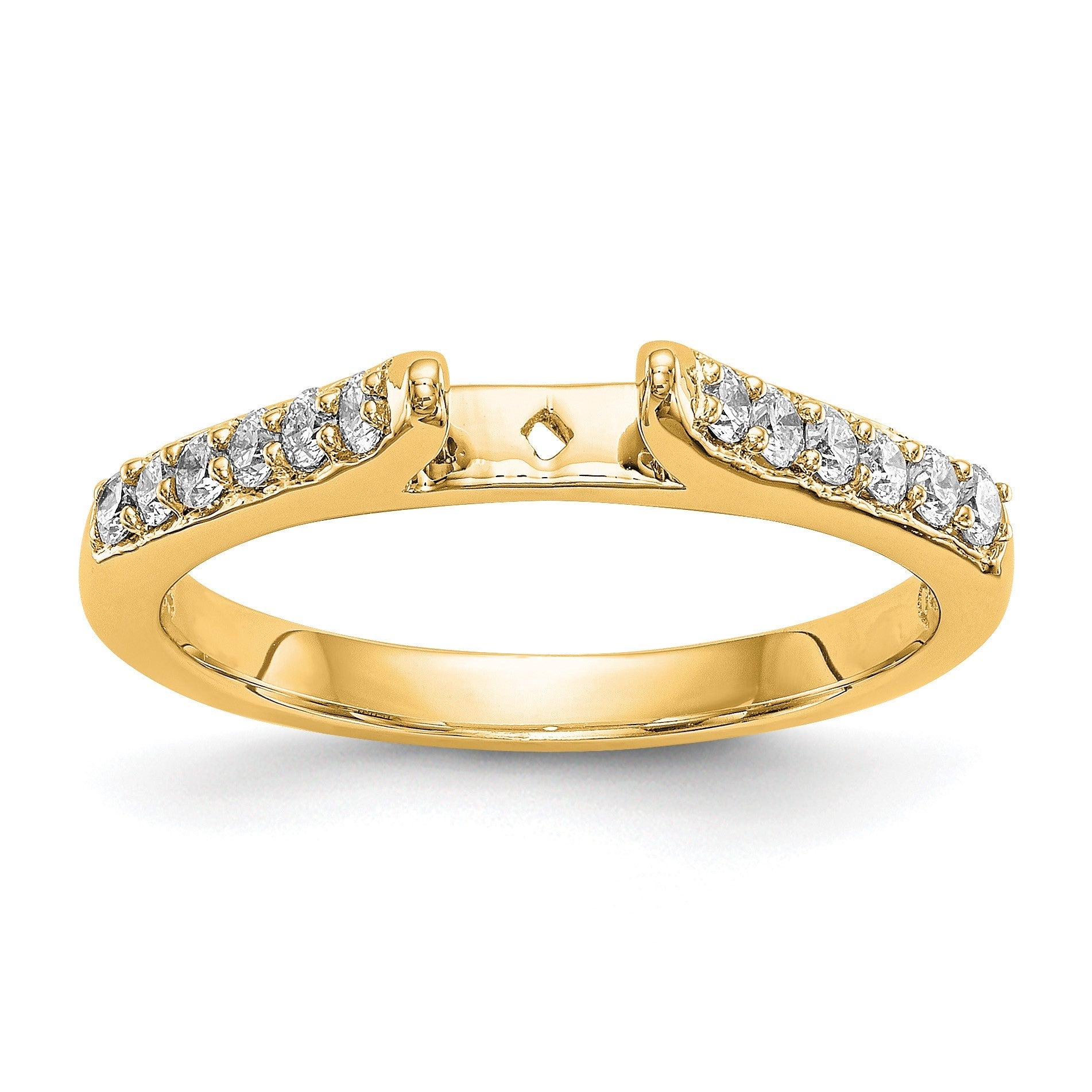 14K Gelbgold Bicolor Verlobungsring mit 0,25 ct. Labor gezüchteten Diamanten VS/SI+ G+, Semi-Mount, Krappenfassung