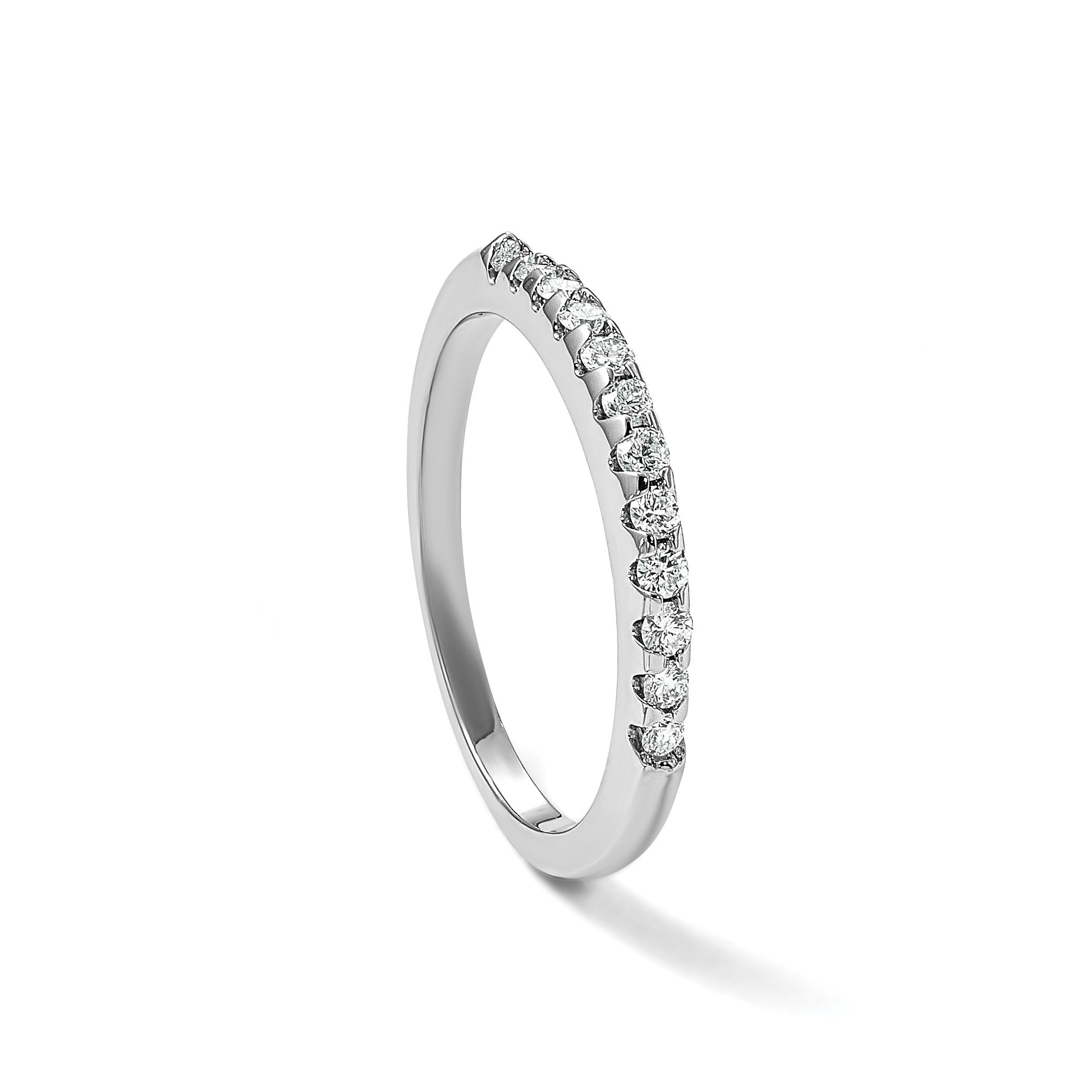 14K Weißgold Ehering mit echten Diamanten