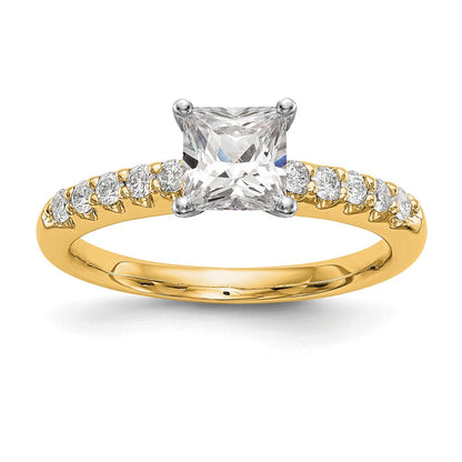 14K Gelbgold Two-Tone 0,25 ct. Laborgezüchteter Diamant VS/SI+ G+ Krappenfassung Verlobungsring