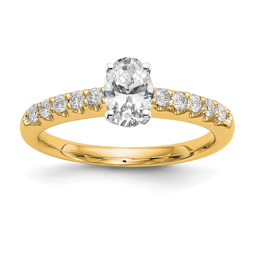 14K Gelbgold Two-Tone 0,25 ct. Laborgezüchteter Diamant VS/SI+ G+ Krappenfassung Verlobungsring