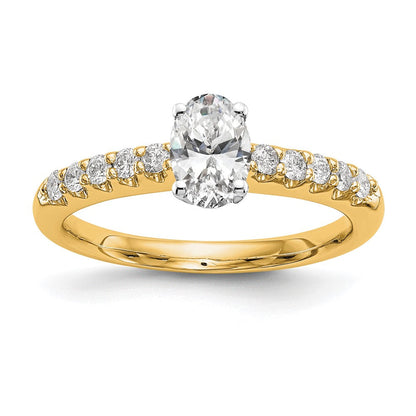 14K Gelbgold Two-Tone 0,25 ct. Laborgezüchteter Diamant VS/SI+ G+ Krappenfassung Verlobungsring