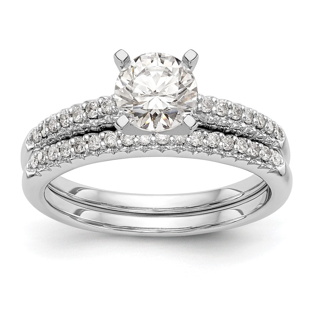 10K Weißgold Diamant Stift Set Halbfassung Verlobungsring