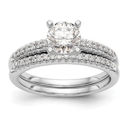 14K Weißgold Stift Set 1/10 Karat Diamant Halbfassung Verlobungsring
