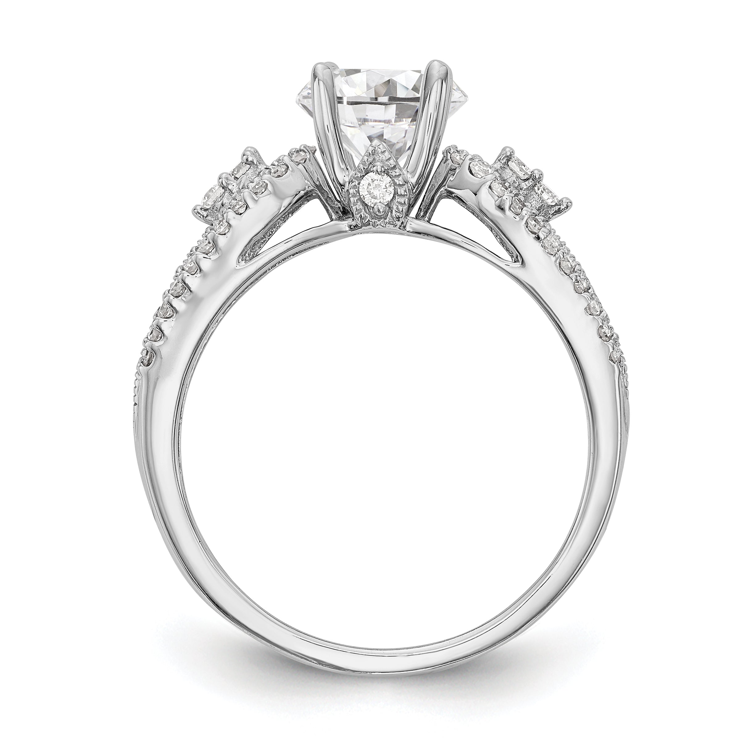 14K Weißgold Stift Set 1/4 Karat Diamant Halbfassung Verlobungsring