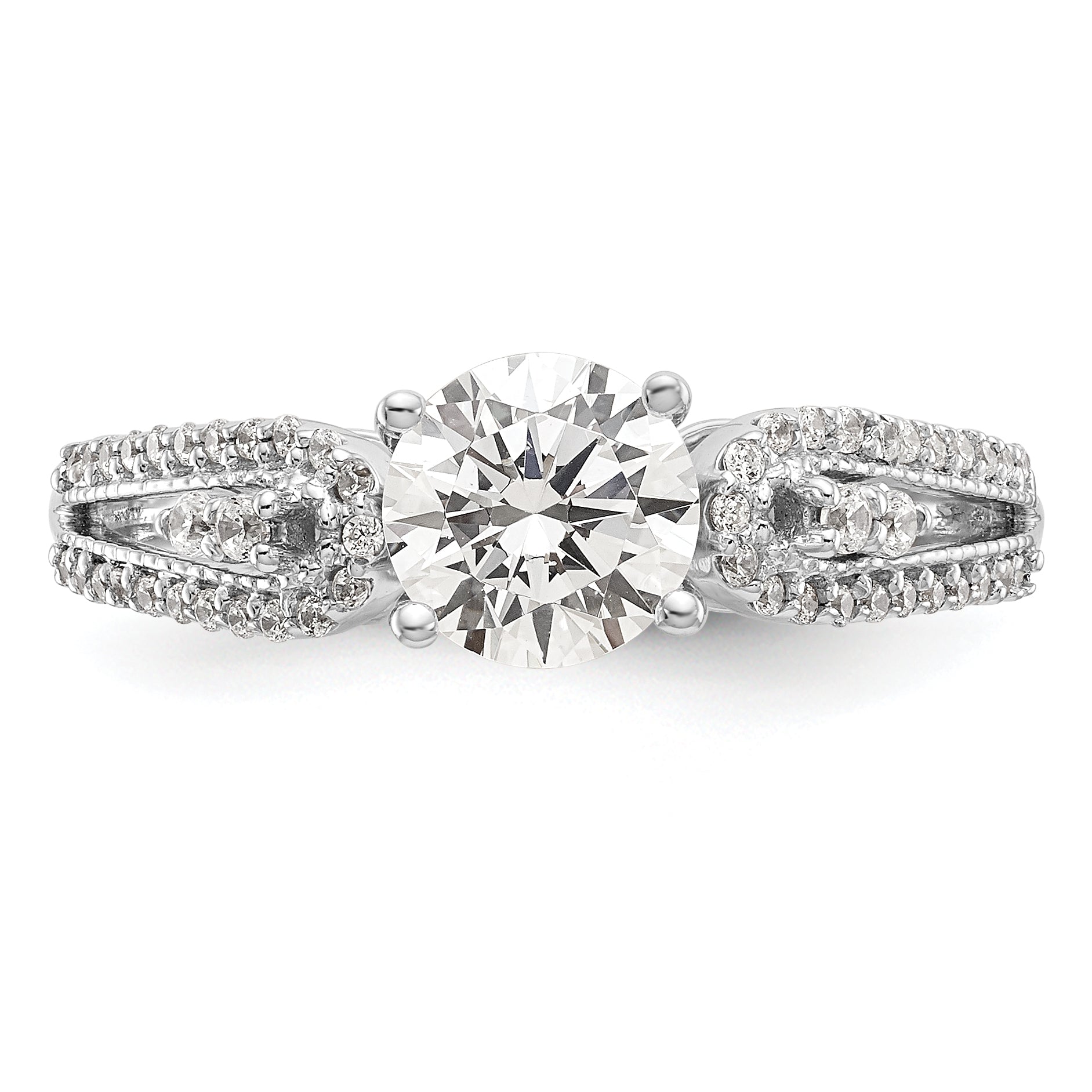 14K Weißgold Stift Set 1/4 Karat Diamant Halbfassung Verlobungsring