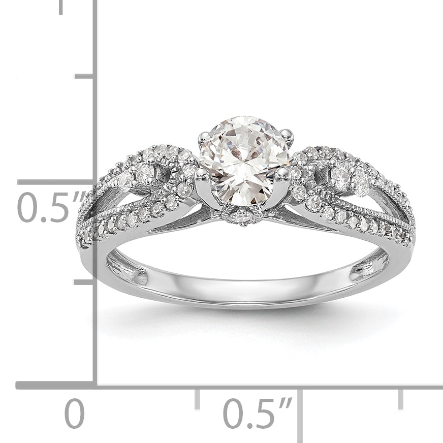 14K Weißgold Stift Set 1/4 Karat Diamant Halbfassung Verlobungsring