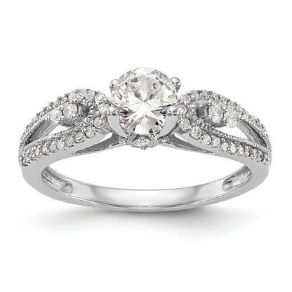 14K Weißgold Stift Set 1/4 Karat Diamant Halbfassung Verlobungsring