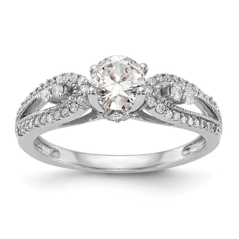 14K Weißgold Stift Set 1/4 Karat Diamant Halbfassung Verlobungsring