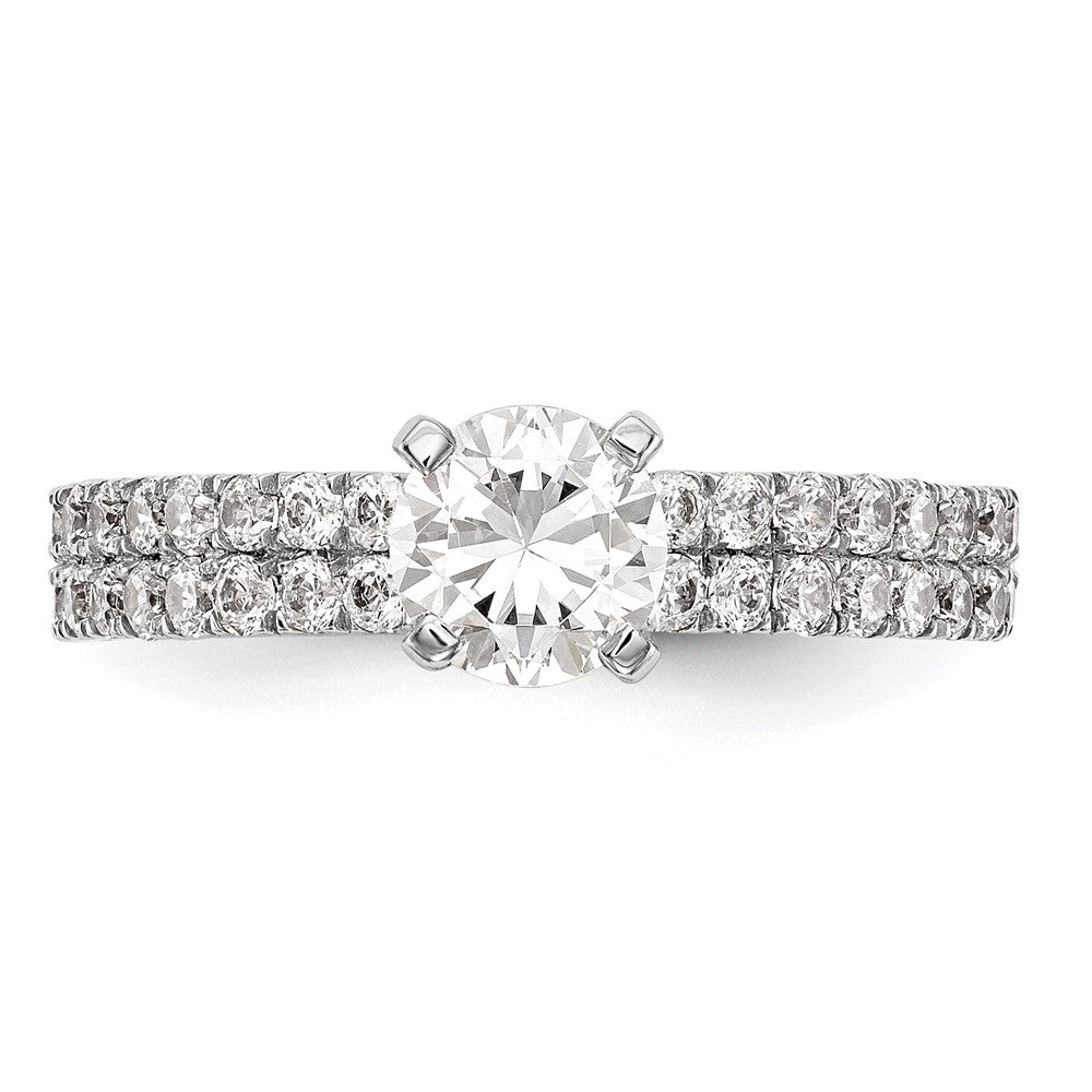 14K Weißgold 2 Reihe Stift Set 3/4 Karat Diamant Halbfassung Verlobungsring