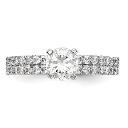 14K Weißgold 2 Reihe Stift Set 3/4 Karat Diamant Halbfassung Verlobungsring