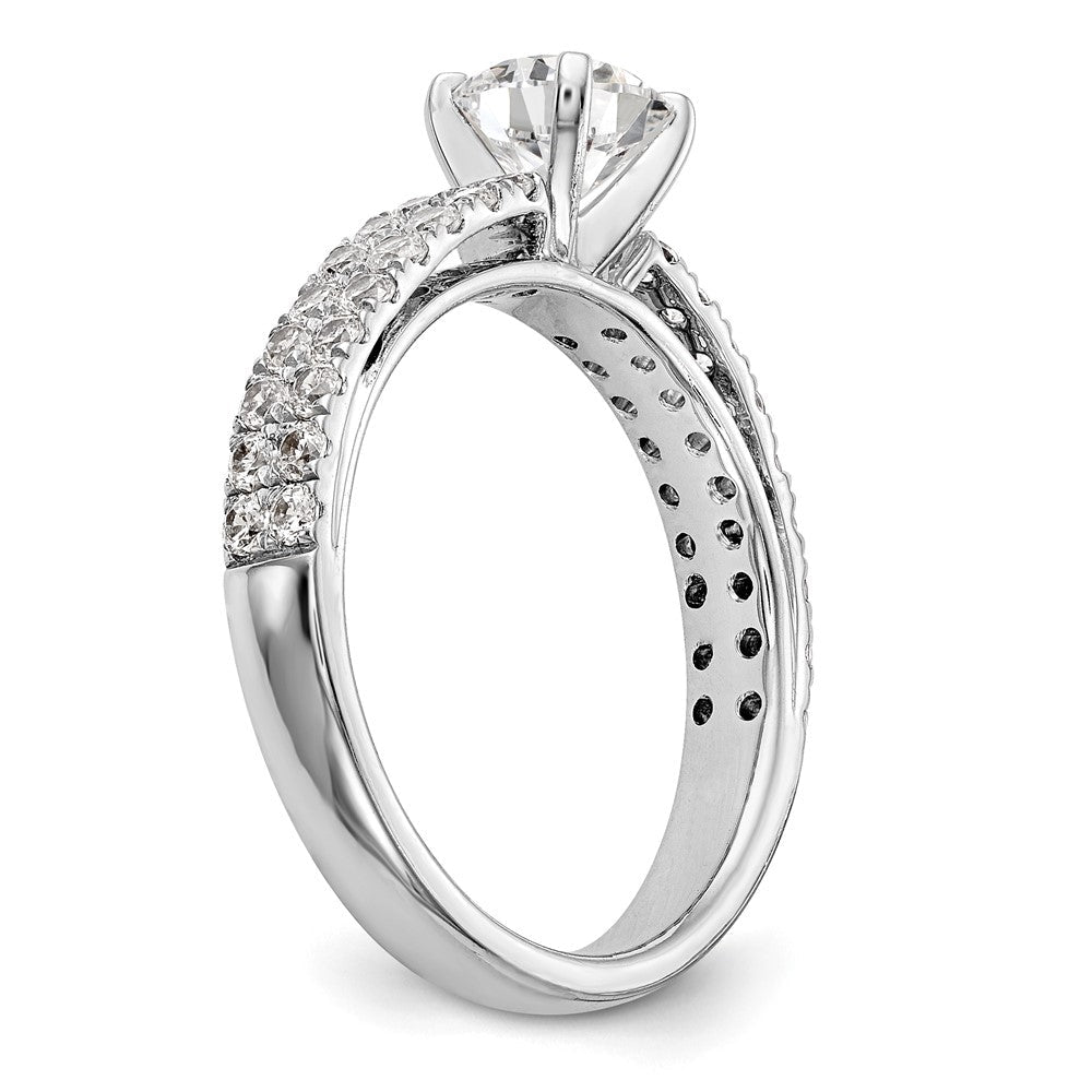 14K Weißgold 2 Reihe Stift Set 3/4 Karat Diamant Halbfassung Verlobungsring