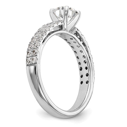 14K Weißgold 2 Reihe Stift Set 3/4 Karat Diamant Halbfassung Verlobungsring