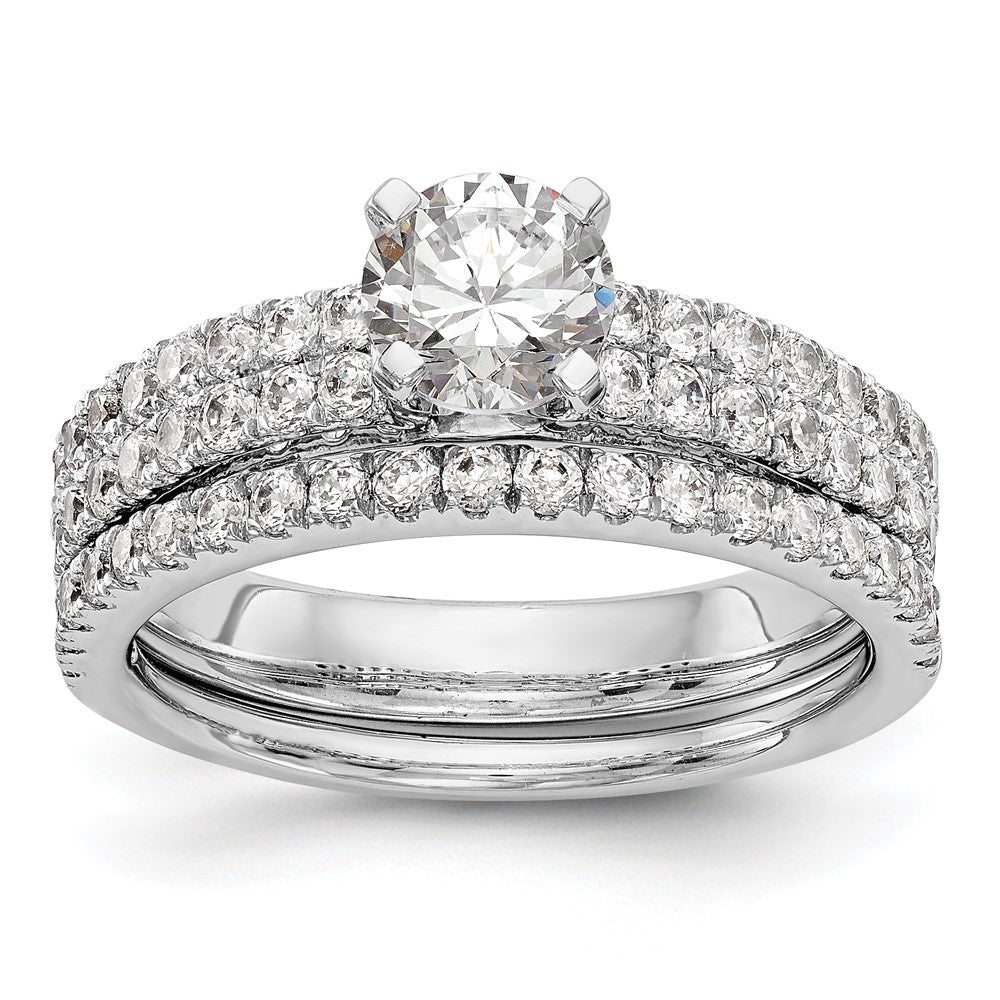 14K Weißgold 2 Reihe Stift Set 3/4 Karat Diamant Halbfassung Verlobungsring