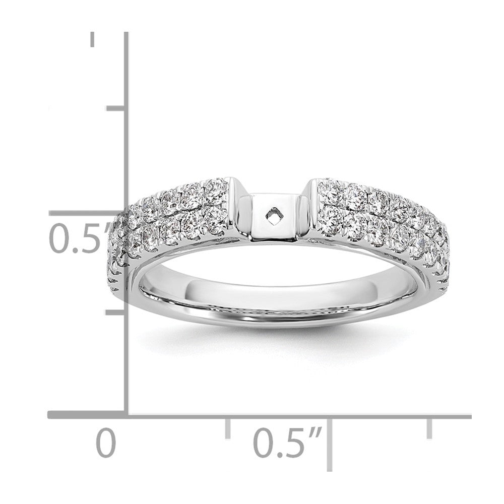 14K Weißgold 2 Reihe Stift Set 3/4 Karat Diamant Halbfassung Verlobungsring