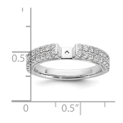 14K Weißgold 2 Reihe Stift Set 3/4 Karat Diamant Halbfassung Verlobungsring