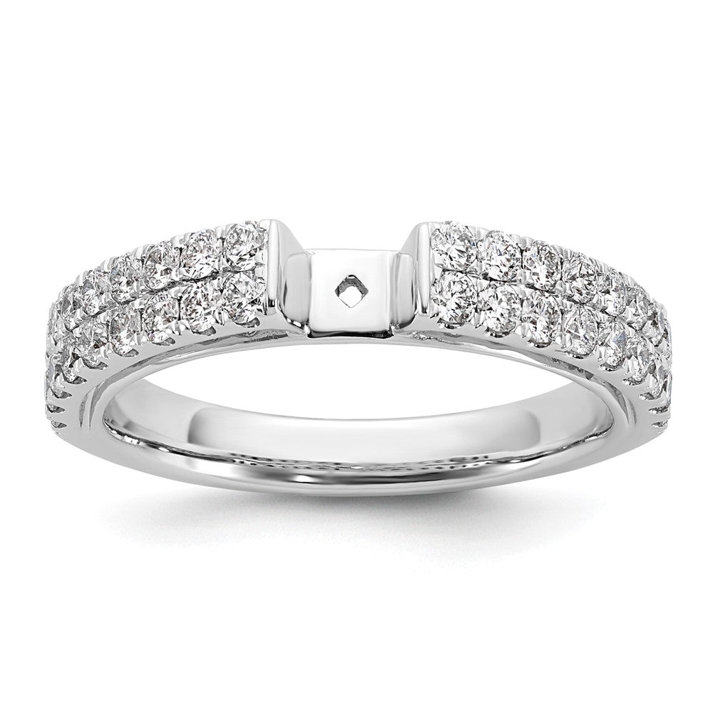 14K Weißgold 2 Reihe Stift Set 3/4 Karat Diamant Halbfassung Verlobungsring
