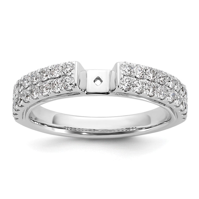 14K Weißgold 2 Reihe Stift Set 3/4 Karat Diamant Halbfassung Verlobungsring