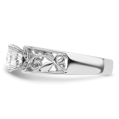 14K Weißgold Blatt Design Stift Set 1/20 Karat Diamant Halbfassung Verlobungsring