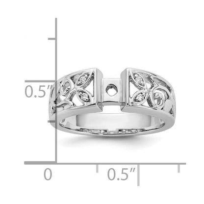 14K Weißgold Blatt Design Stift Set 1/20 Karat Diamant Halbfassung Verlobungsring